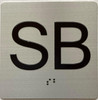Signage Elevator floor SUB BASEMENT SB  / jamb plate SUB BASEMENT SB  letters/Image & Grade 2 Braille - Includes Red Adhesive pad for Easy Installation ( silver, Tacticle ) - The Sensation line