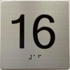 Elevator 16 FLOOR /jamb plate 16 floor  letters/Image & Grade 2 Braille - Includes Red Adhesive pad for Easy Installation (SILVER/BRUSH SILVER, Tacticle ) - The Sensation line