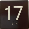 Sign Elevator floor 17 /jamb plate floor 17  letters/Image & Grade 2 Braille - Includes Red Adhesive pad for Easy Installation ( black, Tacticle ) - The Sensation line