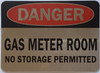 HPD DANGER GAS METER ROOM NO STORAGE SIGN