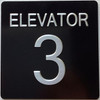 Signage ELEVATOR FLOOR NUMBER  with Raised letters/Image & Grade 2 Braille - Includes Red Adhesive pad for Easy Installation (BLACK, Tacticle ) - The sensation line (ELEVATOR NUMBER 3)