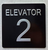 Signage ELEVATOR FLOOR NUMBER  with Raised letters/Image & Grade 2 Braille - Includes Red Adhesive pad for Easy Installation (BLACK, Tacticle ) - The sensation line (ELEVATOR NUMBER 2)