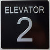 ELEVATOR FLOOR NUMBER  with Raised letters/Image & Grade 2 Braille - Includes Red Adhesive pad for Easy Installation (BLACK, Tacticle ) - The sensation line (ELEVATOR NUMBER 2)