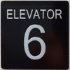 ELEVATOR NUMBER   with Raised letters & Grade 2 Braille - Includes Red Adhesive pad for Easy Installation (SILVER, Tacticle ) - The sensation line (ELEVATOR NUMBER 6)