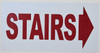 Stairs (Arrow Right) Sign (White Background,Aluminium, )