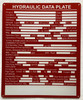 HYDRAULIC DATA PLATE COMPLIANCE SIGN