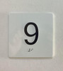 Elevator floor 9 /jamb plate floor 9  letters/Image & Grade 2 Braille - Includes Red Adhesive pad for Easy Installation (white, Tacticle ) - The Sensation line