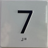 Elevator floor 7 /jamb plate floor 7  letters/Image & Grade 2 Braille - Includes Red Adhesive pad for Easy Installation (white, Tacticle ) - The Sensation line