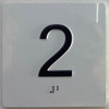 Signage Elevator floor 2nd floor /jamb plate floor 2  letters/Image & Grade 2 Braille - Includes Red Adhesive pad for Easy Installation (white, Tacticle ) - The Sensation line