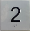 Elevator floor 2nd floor /jamb plate floor 2  letters/Image & Grade 2 Braille - Includes Red Adhesive pad for Easy Installation (white, Tacticle ) - The Sensation line