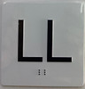 Sign Elevator floor LL /jamb plate floor Lower Level  letters/Image & Grade 2 Braille - Includes Red Adhesive pad for Easy Installation (white, Tacticle ) - The Sensation line