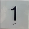 Elevator floor 1 /jamb plate floor 1  letters/Image & Grade 2 Braille - Includes Red Adhesive pad for Easy Installation (white, Tacticle ) - The Sensation line