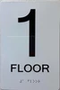 Signage 1st floor /Floor 1  with Raised letters/Image & Grade 2 Braille - Includes Red Adhesive pad for Easy Installation ( white, Tacticle ) - The sensation line