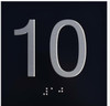 Signage 10 Floor Elevator Jamb Plate  With Braille and raised number-Elevator floor number 10  (black inch)- The sensation line