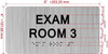 Sign EXAM ROOM S with Raised letters/Image & Grade 2 Braille - Includes Red Adhesive pad for Easy Installation (Brushed Aluminum/silver) - The park Ave Line (EXAM ROOM 3)