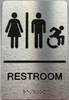 Sign Men / Women Restroom  with Raised letters/Image & Grade 2 Braille - Includes Red Adhesive pad for Easy Installation ( Brushed Aluminum/silver, Tacticle ) - The park Ave Line (RESTROOM ACCESSIBLE)
