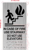 Sign In case of fire use stairway do not use elevator  with Raised letters/Image & Grade 2 Braille - Includes Red Adhesive pad for Easy Installation (6" W x 12" Brushed Aluminum/silver, Tacticle ) - The park Ave Line