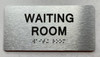 Sign WAITING ROOM  with Raised letters/Image & Grade 2 Braille - Includes Red Adhesive pad for Easy Installation (Brushed Aluminum/silver, Tacticle ) - The park Ave Line