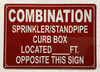COMBINATION SPRINKLER STANDPIPE CURB BOX LOCATED FEET OPPOSITE THIS SAFETY SIGN SAFETY SIGN