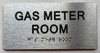 GAS METER ROOM  with Raised letters/Image & Grade 2 Braille - Includes Red Adhesive pad for Easy Installation (Brushed Aluminum/silver, Tacticle ) - The park Ave Line