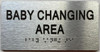 Signage BABY CHANGING AREA  with Raised letters/Image & Grade 2 Braille - Includes Red Adhesive pad for Easy Installation (Brushed Aluminum/silver, Tacticle ) - The park Ave Line