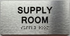 Signage SUPPLY ROOM  with Raised letters/Image & Grade 2 Braille - Includes Red Adhesive pad for Easy Installation (Brushed Aluminum/silver, Tacticle ) - The park Ave Line