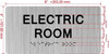 Signage ELECTRIC ROOM  with Raised letters/Image & Grade 2 Braille - Includes Red Adhesive pad for Easy Installation (Brushed Aluminum/silver, Tacticle ) - The park Ave Line