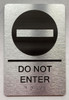 DO NOT ENTER  with Raised letters/Image & Grade 2 Braille - Includes Red Adhesive pad for Easy Installation ( Brushed Aluminum/silver, Tacticle ) - The park Ave Line