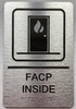 FACP INSIDE  with Raised letters/Image & Grade 2 Braille - Includes Red Adhesive pad for Easy Installation ( Brushed Aluminum/silver, Tacticle ) - The park Ave Line
