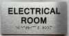 ELECTRICAL ROOM  with Raised letters/Image & Grade 2 Braille - Includes Red Adhesive pad for Easy Installation (Tacticle ,Brushed Aluminum/silver) - The park Ave Line