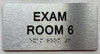 Signage EXAM ROOM S with Raised letters/Image & Grade 2 Braille - Includes Red Adhesive pad for Easy Installation (Brushed Aluminum/silver) - The park Ave Line (EXAM ROOM 6)