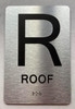 Signage Floor number  with Raised letters/Image & Grade 2 Braille - Includes Red Adhesive pad for Easy Installation ( Brushed Aluminum/silver) - The park Ave Line (Roof Floor)