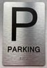 Signage Floor number  with Raised letters/Image & Grade 2 Braille - Includes Red Adhesive pad for Easy Installation ( Brushed Aluminum/silver) - The park Ave Line (Parking Floor)
