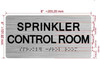 SPRINKLER CONTROL ROOM SAFETY SIGN WITH RAISED LETTERS
