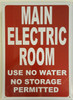 Main Electric Room Sign