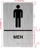 Sign Restroom/Unisex ADA Compliant  with Raised letters/Image & Grade 2 Braille - Includes Red Adhesive pad for Easy Installation ( Brushed Aluminum/silver) - The park Ave Line (Men)