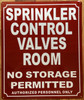 SPRINKLER CONTROL VALVES ROOM SIGN