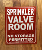 SPRINKLER VALVE ROOM SAFETY SIGN