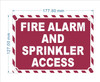 FD FIRE ALARM AND SPRINKLER ACCESS SIGN -ZEBRA LINE