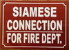 SIAMESE CONNECTION FOR FIRE DEPT SIGN