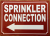 HPD SPRINKLER CONNECTION LEFT ARROW SIGN