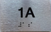 APT# 1A SILVER sign size 2.5X4 Brush silver , braille ,The park ave line