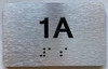 APT# 1A SILVER sign size 2.5X4 Brush silver , braille ,The park ave line