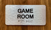 Game Room Sign with Raised Letters & Grade 2 Ada Sign