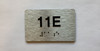 Apartment Number Sign Unit 11E with Raised Letters & Grade 2 Braille Sign