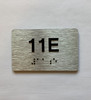 Apartment Number Sign Unit 11E with Raised Letters & Grade 2 Ada Sign
