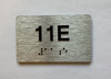 Apartment Number Sign Unit 11E with Raised Letters & Grade 2 Safety Sign