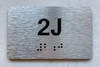 APT# 2J SILVER Braille Sign