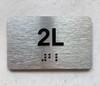 APT# 2L SILVER Braille Sign