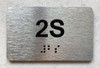 APT# 2S SILVER Braille Sign